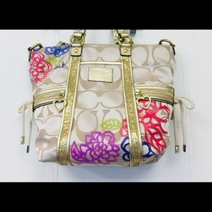 Coach Poppy F20762 Daisy Floral Gold Glitter